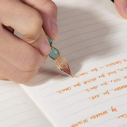 molshine Handmade Glass Dip Pen Crystal Calligraphy Pen Signature Dipped Pen for Artist Women Men Teens,Writing Drawing Decoration Gifts (Ice green) | Elegant Glass Calligraphy thumbnail 5