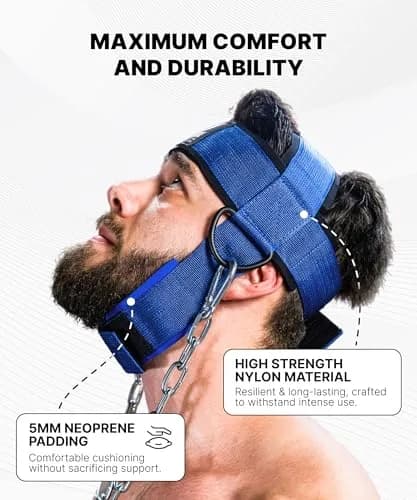 DMoose Fitness Neck Harness with Steel Chain & Padding | 4.5cm (1.77in) Thick, 76cm (30in) Chain thumbnail 5