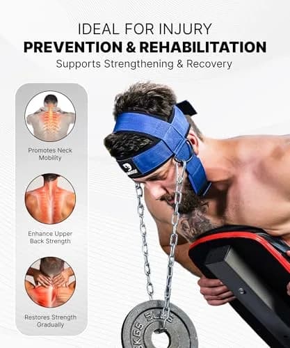DMoose Fitness Neck Harness with Steel Chain & Padding | 4.5cm (1.77in) Thick, 76cm (30in) Chain thumbnail 6