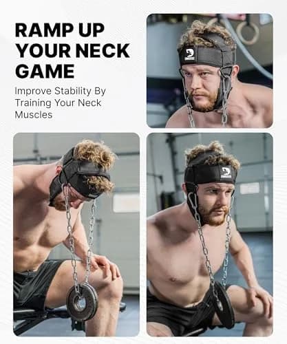DMoose Fitness Neck Harness with Steel Chain & Padding | 4.5cm (1.77in) Thick, 76cm (30in) Chain thumbnail 2
