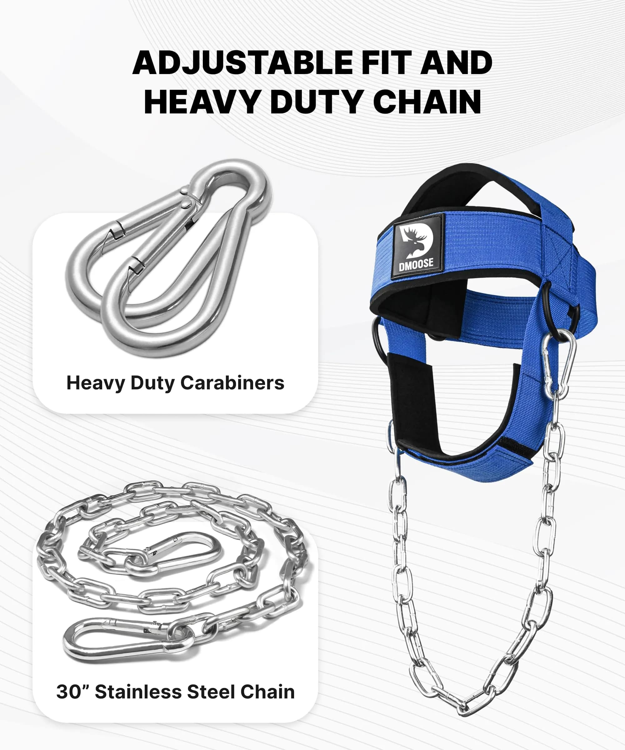 DMoose Fitness Neck Harness with Steel Chain & Padding | 4.5cm (1.77in) Thick, 76cm (30in) Chain - view 3