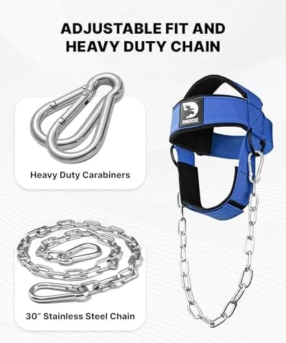 DMoose Fitness Neck Harness with Steel Chain & Padding | 4.5cm (1.77in) Thick, 76cm (30in) Chain thumbnail 3
