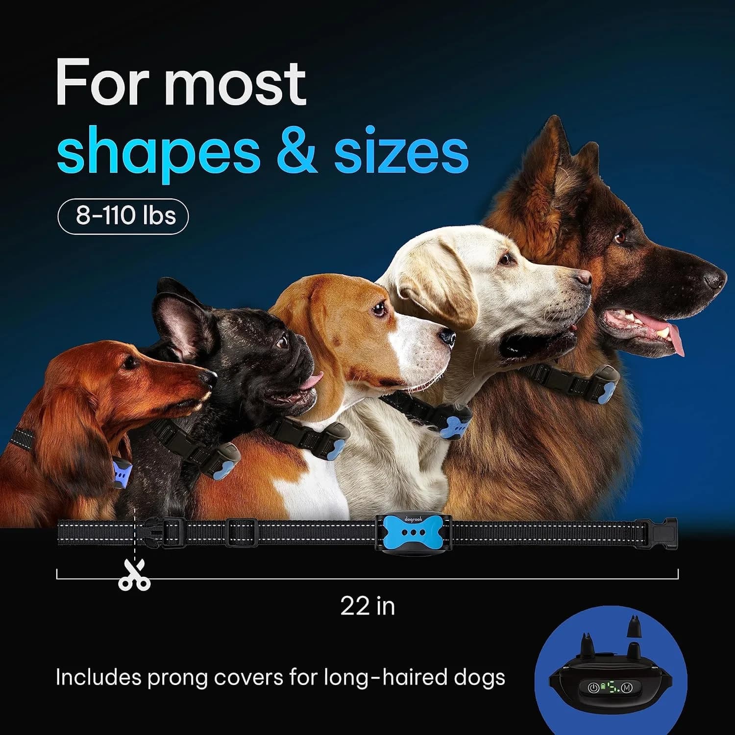 DogRook Humane Rechargeable Bark Collar for Dogs | 11-110lb, 9-22in Neck, Waterproof, Vibration & Beep - view 7