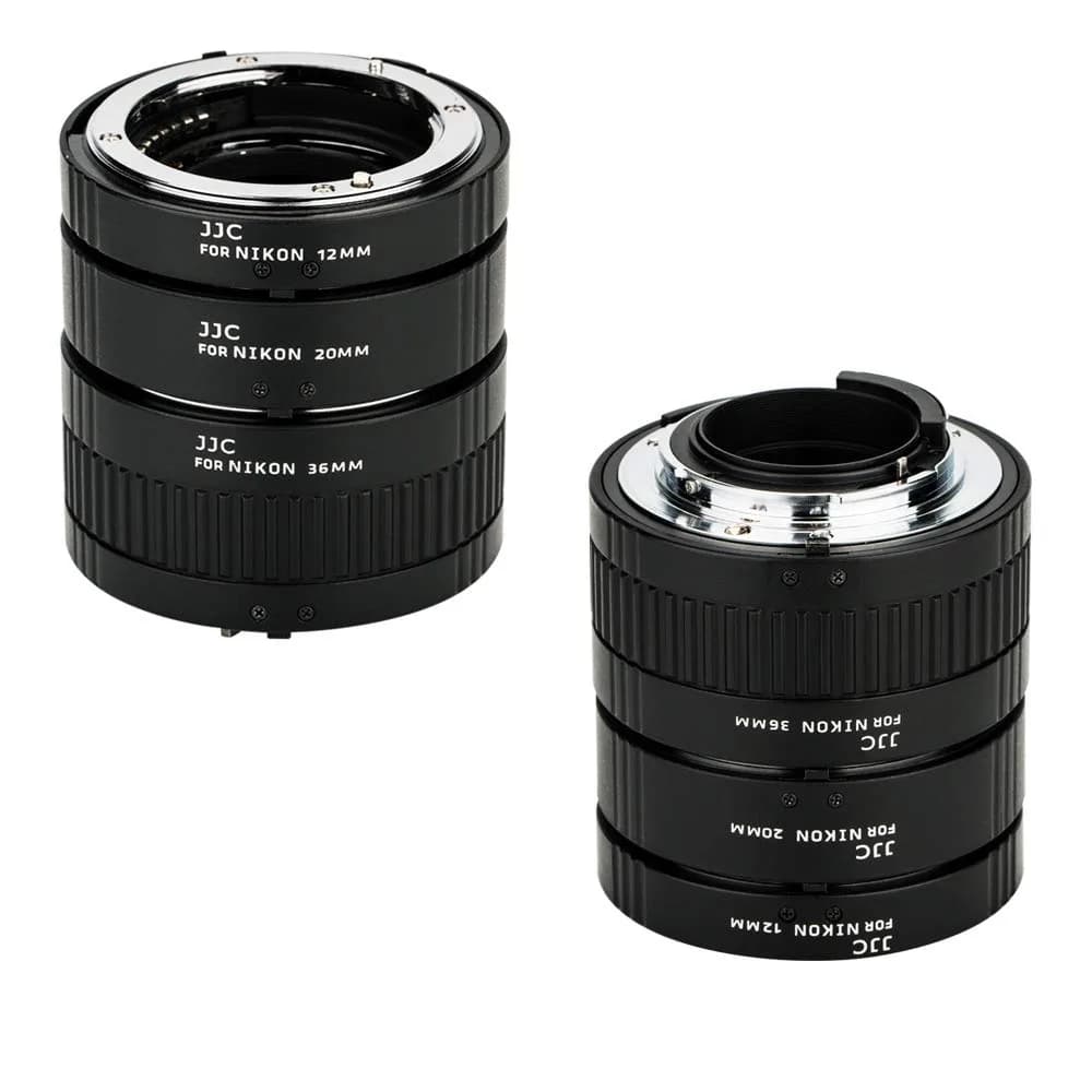 JJC Auto Focus Macro Extension Tube Set for Nikon F Camera & Lens | 12mm, 20mm, 36mm Tubes - main product image