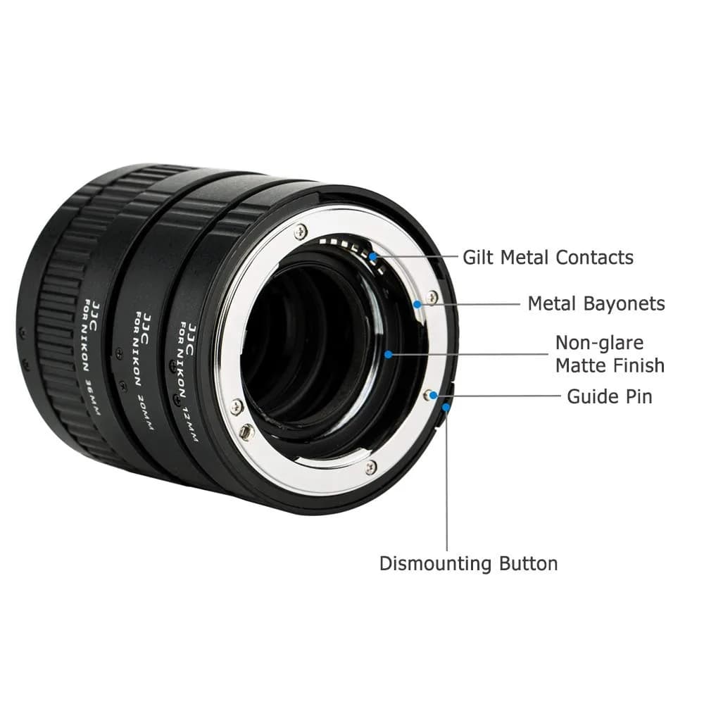 JJC Auto Focus Macro Extension Tube Set for Nikon F Camera & Lens | 12mm, 20mm, 36mm Tubes - view 2