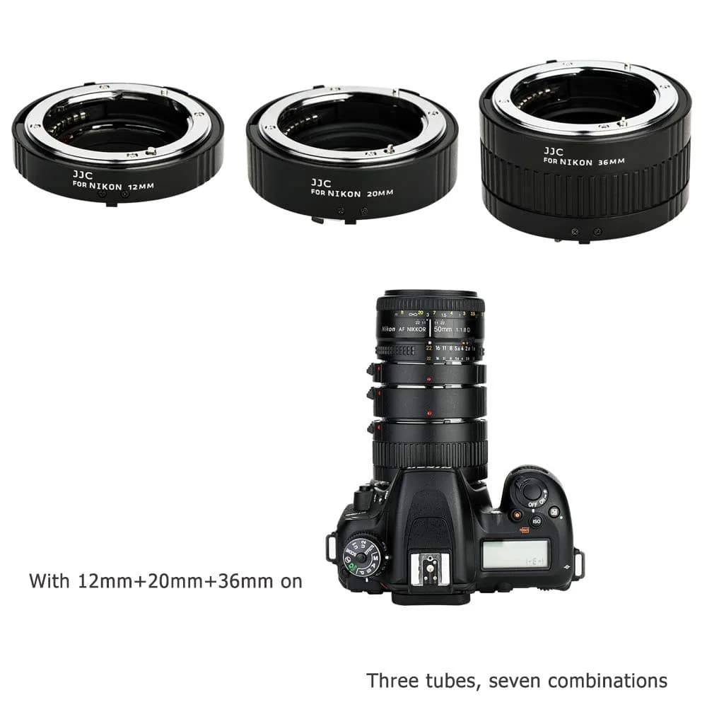 JJC Auto Focus Macro Extension Tube Set for Nikon F Camera & Lens | 12mm, 20mm, 36mm Tubes - view 4