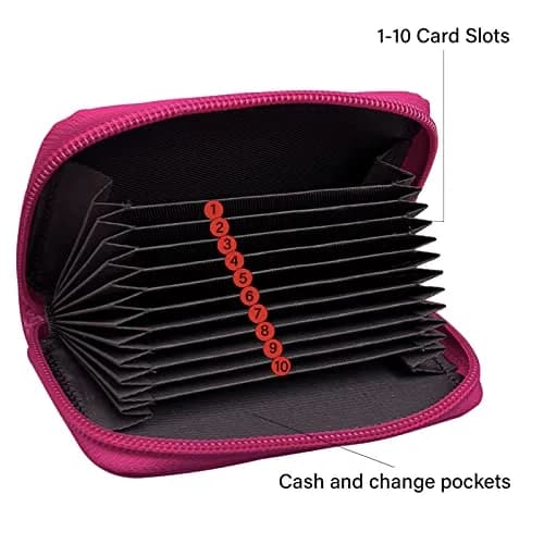 ZHOMA RFID Blocking Genuine Leather Credit Card Case Holder Security Travel Wallet - Rose | Protects Cards from RFID Scans thumbnail 4