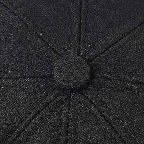 VOBOOM Men's Wool Blend 8 Panel Newsboy Cap Tweed Hat (Black) 57-60cm | Vintage Style for Cool Weather thumbnail 7
