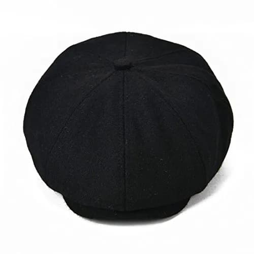 VOBOOM Men's Wool Blend 8 Panel Newsboy Cap Tweed Hat (Black) 57-60cm | Vintage Style for Cool Weather thumbnail 2