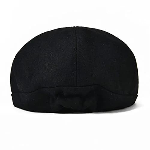 VOBOOM Men's Wool Blend 8 Panel Newsboy Cap Tweed Hat (Black) 57-60cm | Vintage Style for Cool Weather thumbnail 3