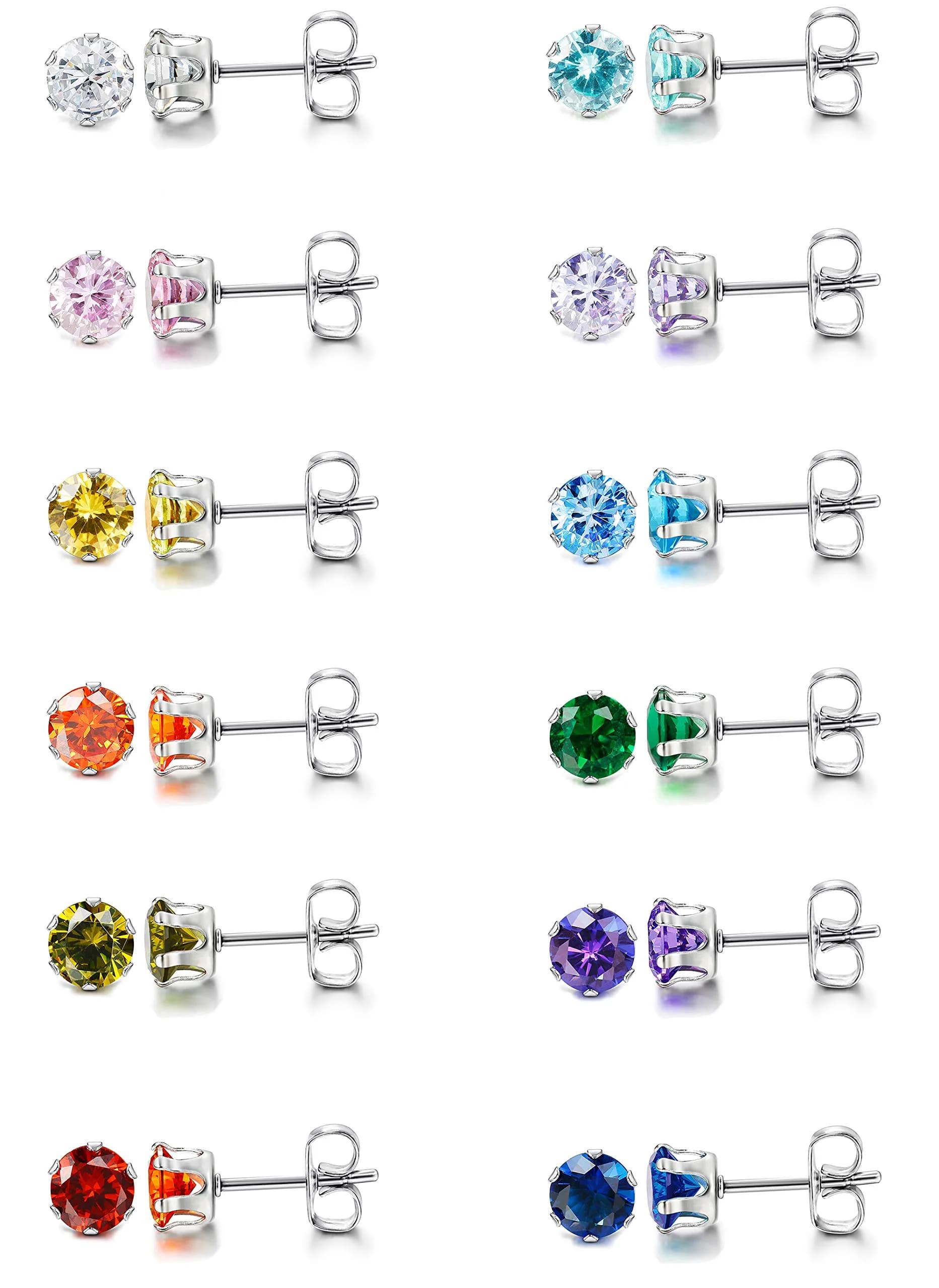 LOYALLOOK Hypoallergenic Earring | 7MM CZ Studs for Sensitive Ears — Silver