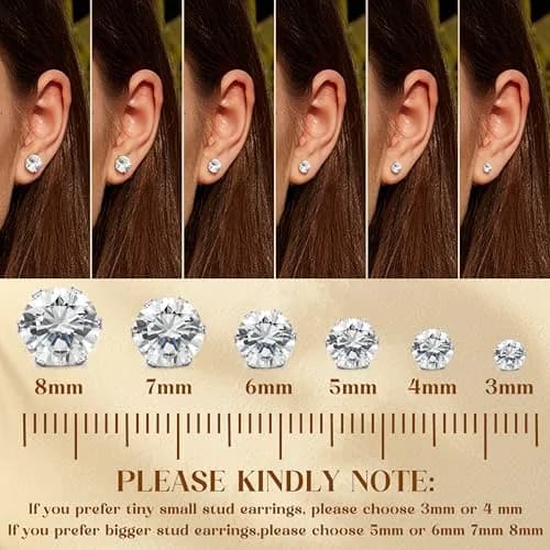 LOYALLOOK 12 Pairs Stainless Steel Cubic Zirconia Stud Earrings | Birthstone Set for Women thumbnail 4