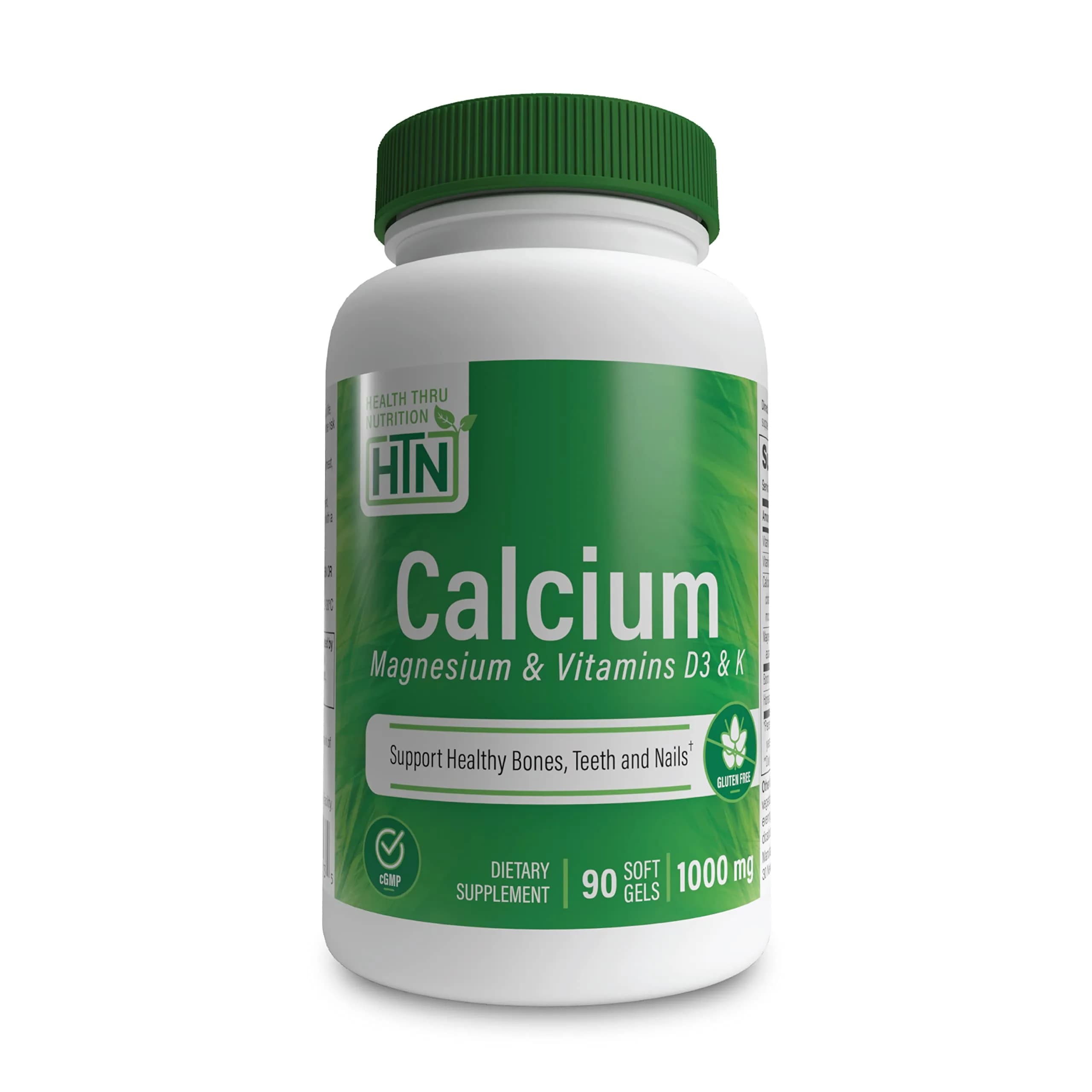 Health Thru Nutrition Calcium & Magnesium Vitamin D3 & K 90 Softgels | Bone & Immunity Support