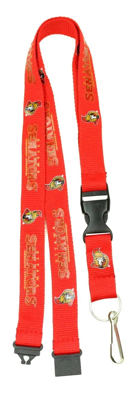 aminco NHL Ottawa Senators Team Color Lanyard, 22-inches, Red | Authentic Team Logo with Breakaway Tab — Red