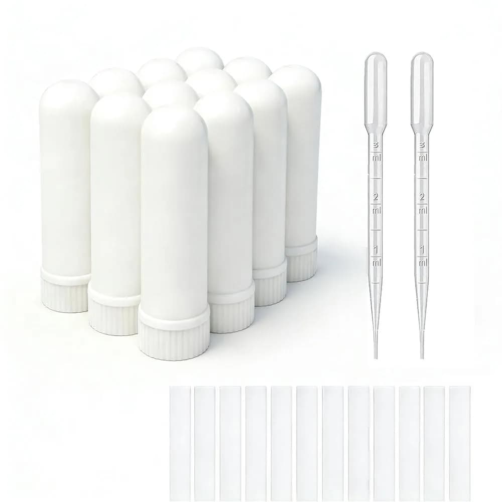 ZIOJOVK Blank Nasal Inhaler Sticks 12 Sets | Aromatherapy for On-the-Go Relief — white