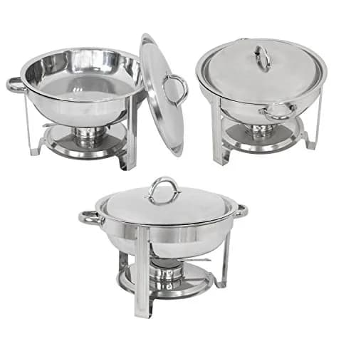 SUPER DEAL 5 Qt Stainless Steel Chafing Dish Set of 3 | Buffet Catering Warmer with Water Pan & Fuel Holder thumbnail 5
