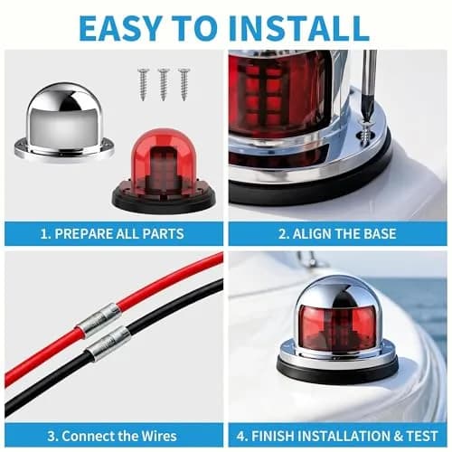 Obcursco LED Red and Green Boat Navigation Lights for Boats up to 40ft | IP67 Waterproof, 12V DC thumbnail 4