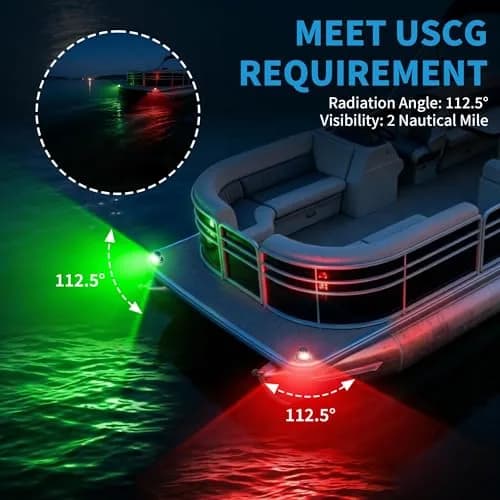 Obcursco LED Red and Green Boat Navigation Lights for Boats up to 40ft | IP67 Waterproof, 12V DC thumbnail 3