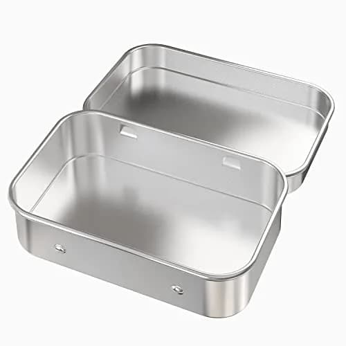 Hulless Silver 2Pcs Small Hinged Tin Box Metal Tins Storage Containers | 9.4cm x 5.8cm x 2cm (2-Pack) thumbnail 2