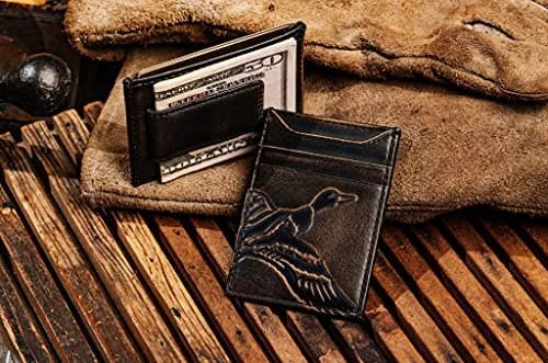 House of Jack Co. Duck Magnetic Money Clip Wallet 7.0 cm x 10.2 cm | Full Grain Leather Front Pocket Carry thumbnail 2