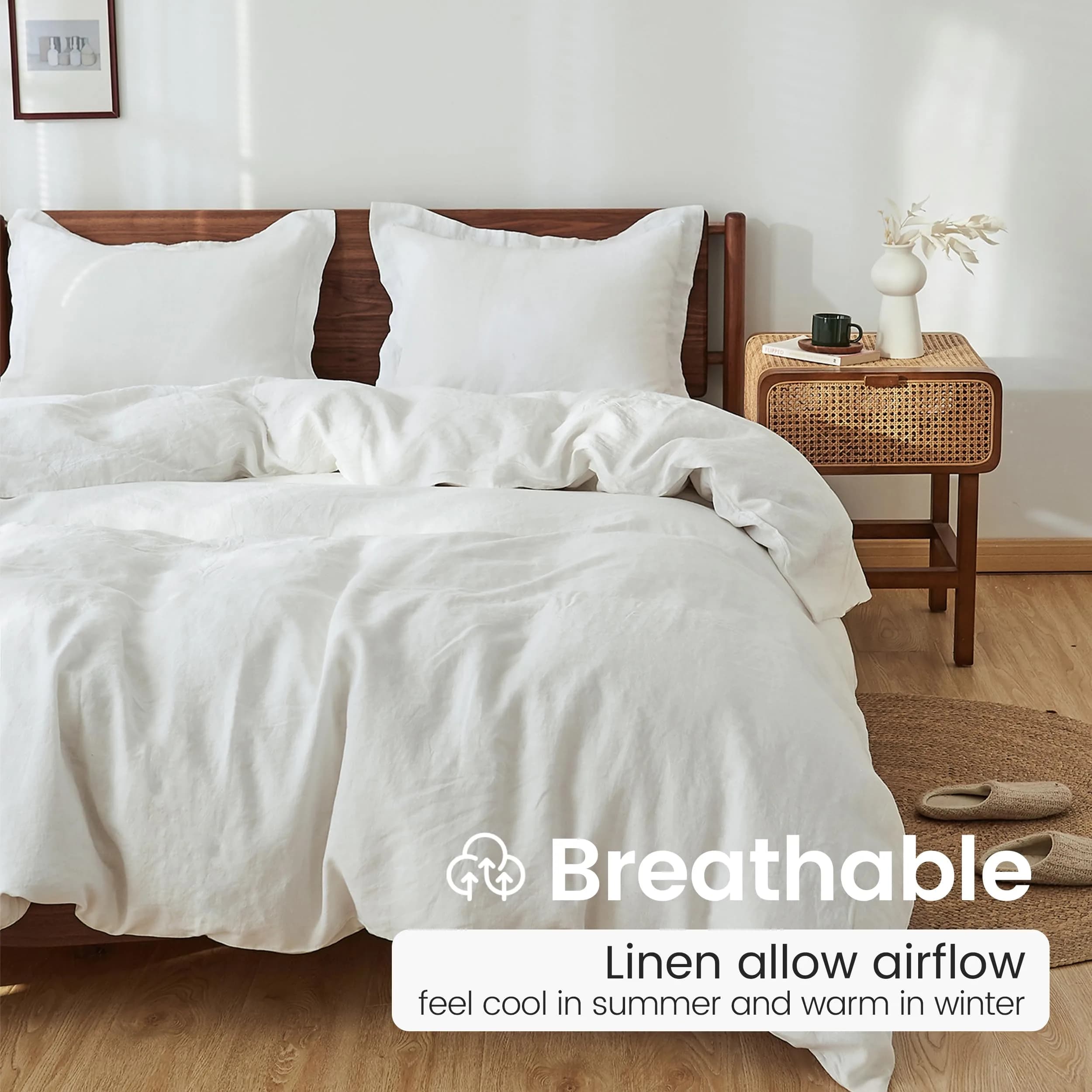 King Linens 100% Linen Pillow Shams 20'' x 36'' | Breathable & Soft, Pack of 2 thumbnail 3