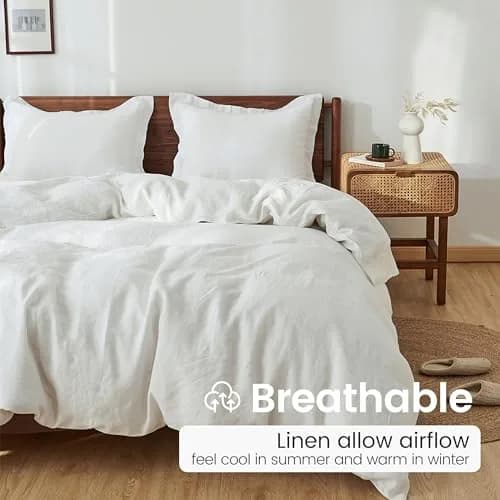 King Linens 100% Linen Pillow Shams 20'' x 36'' | Breathable & Soft, Pack of 2 thumbnail 3