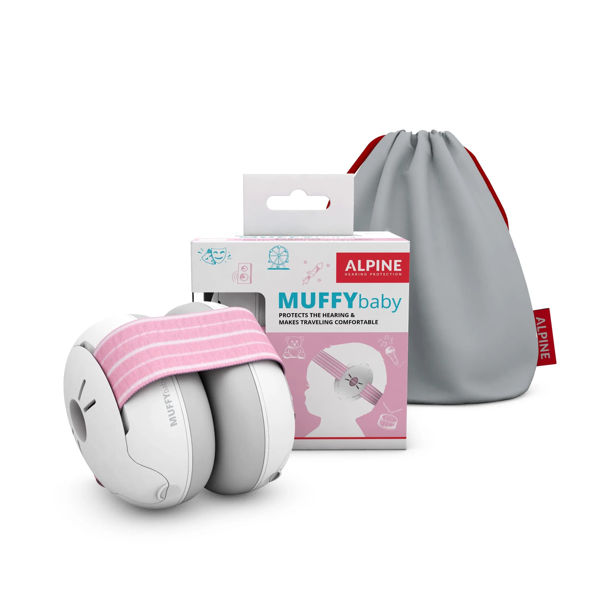 Alpine Muffy Baby Pink Earmuffs for Babies & Toddlers up to 36 Months | CE & ANSI Certified Noise Reduction - main product image