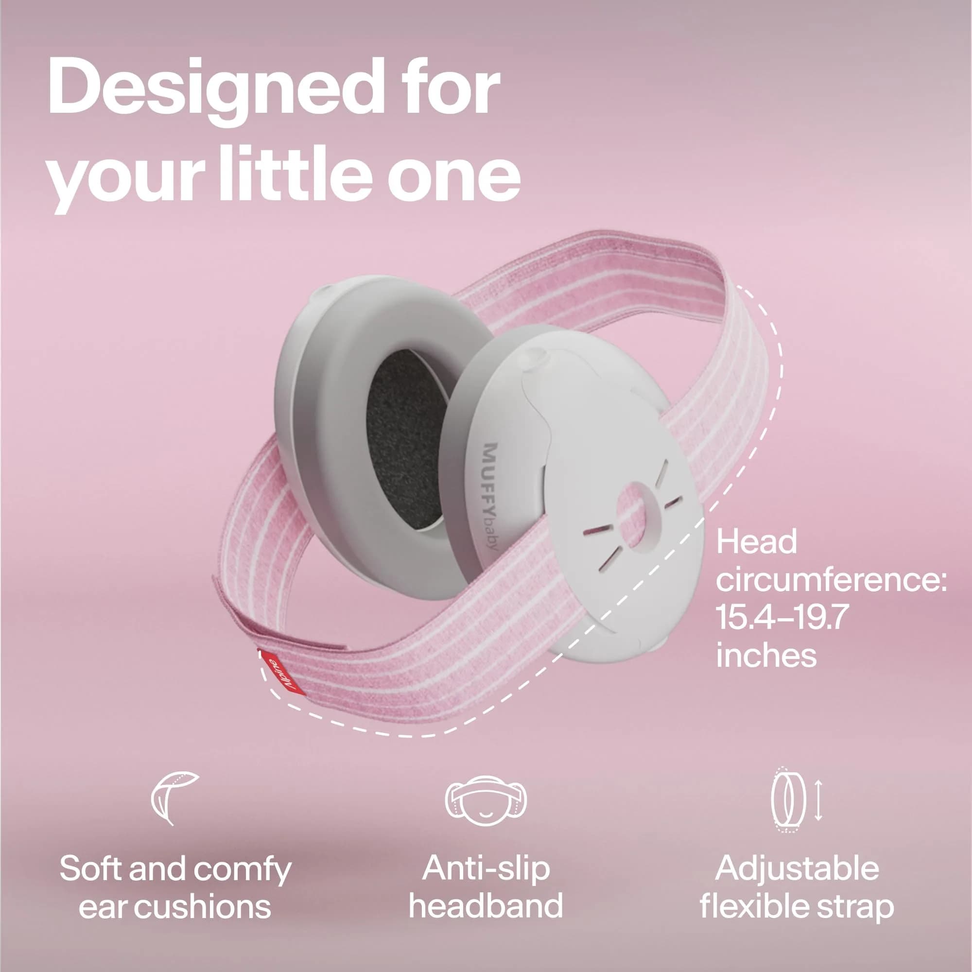 Alpine Muffy Baby Pink Earmuffs for Babies & Toddlers up to 36 Months | CE & ANSI Certified Noise Reduction - view 3