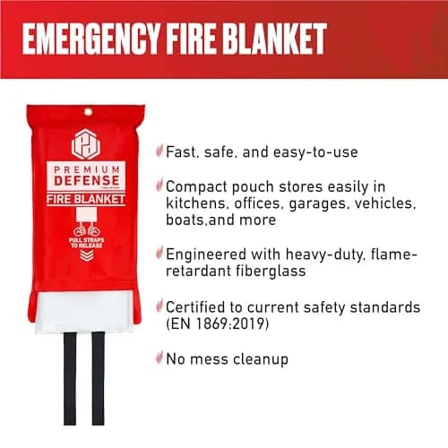Premium Defense Fire Blanket 40” x 40” | 2 Pack, White, Fire-Resistant Fiberglass thumbnail 2