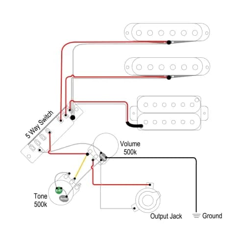 SAPHUE Guitar Wiring Harness Set Prewired 500K Big Pots 5 Way Switch with Black Knobs for Electric Guitar thumbnail 7