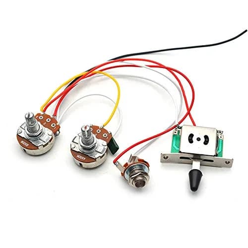 SAPHUE Guitar Wiring Harness Set Prewired 500K Big Pots 5 Way Switch with Black Knobs for Electric Guitar thumbnail 2