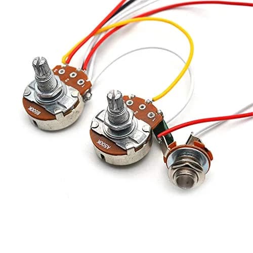 SAPHUE Guitar Wiring Harness Set Prewired 500K Big Pots 5 Way Switch with Black Knobs for Electric Guitar thumbnail 3