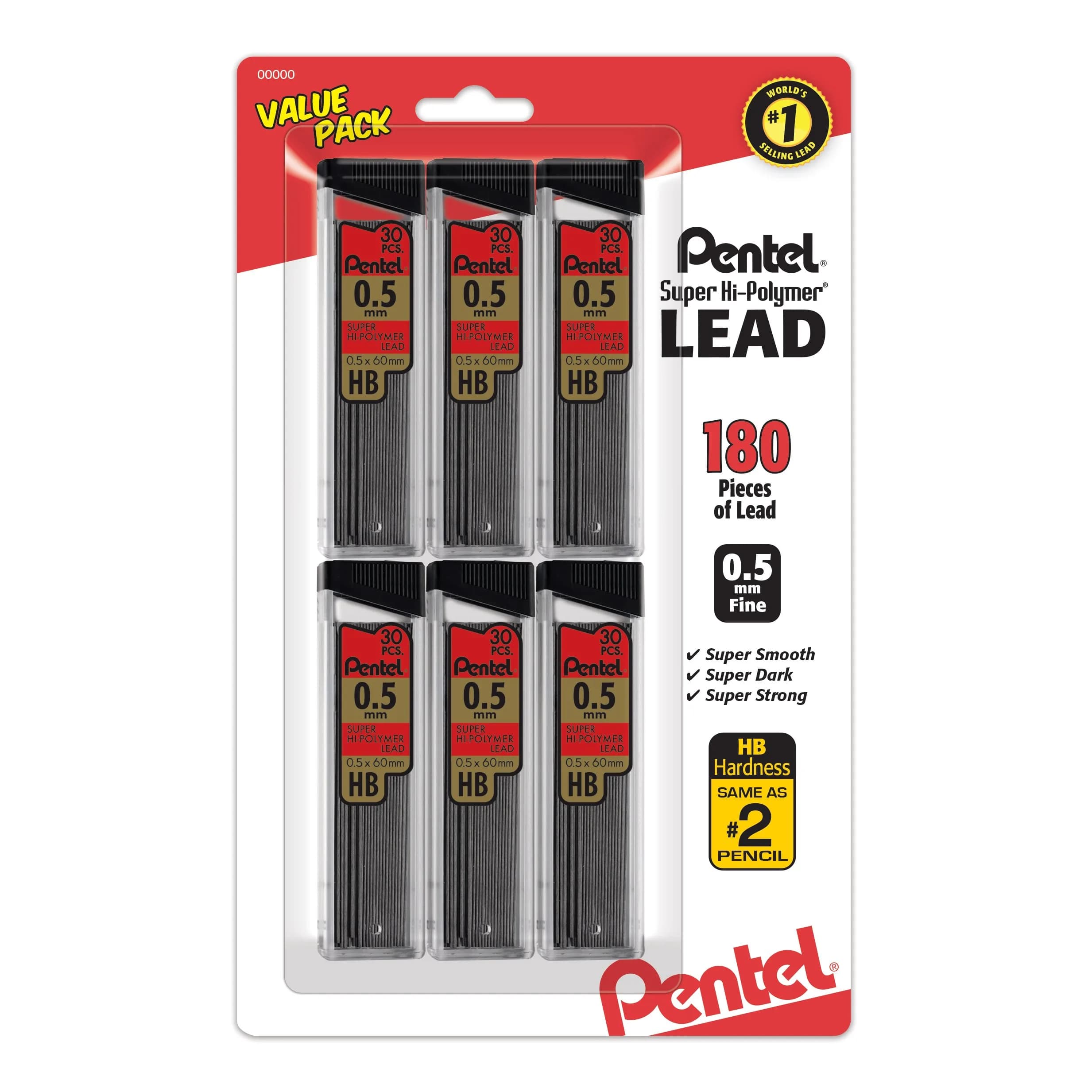 Pentel Super Hi-Polymer Refills 0.5mm HB | Industry Standard Lead Refill for Mechanical Pencils