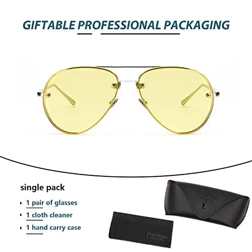 Freckles Mark Classic Oversized Aviator Sunglasses Gold Yellow 62mm | UV400 Protection thumbnail 7