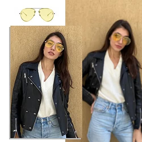 Freckles Mark Classic Oversized Aviator Sunglasses Gold Yellow 62mm | UV400 Protection thumbnail 3