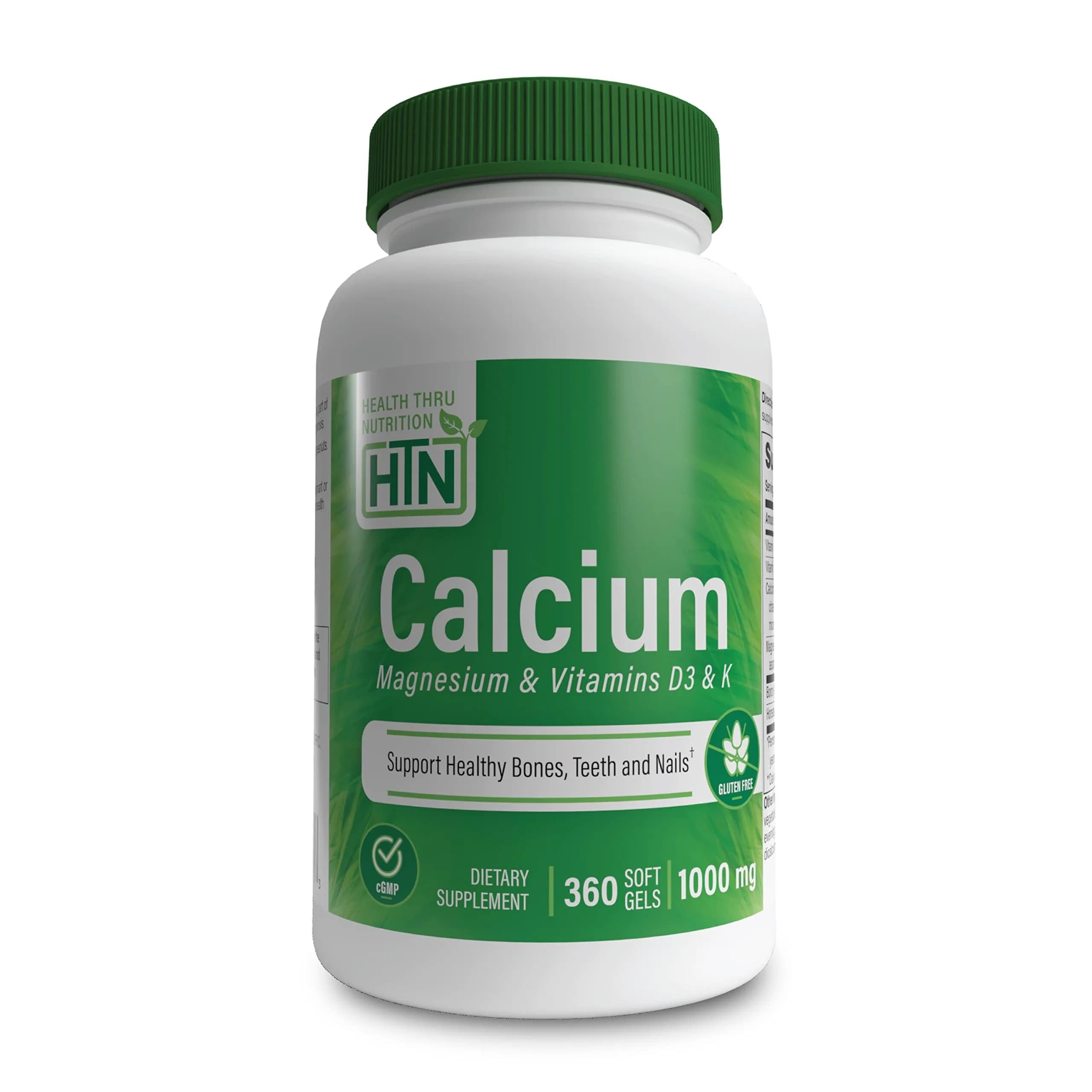 Health Thru Nutrition Calcium 1000mg & Magnesium 400mg | Bone Support with Vitamin D3 & K (360 Softgels) - main product image
