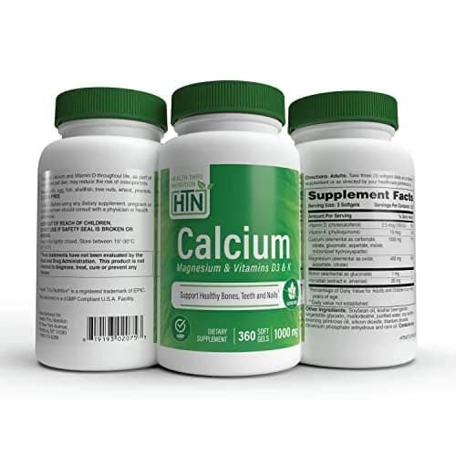 Health Thru Nutrition Calcium 1000mg & Magnesium 400mg | Bone Support with Vitamin D3 & K (360 Softgels) thumbnail 5