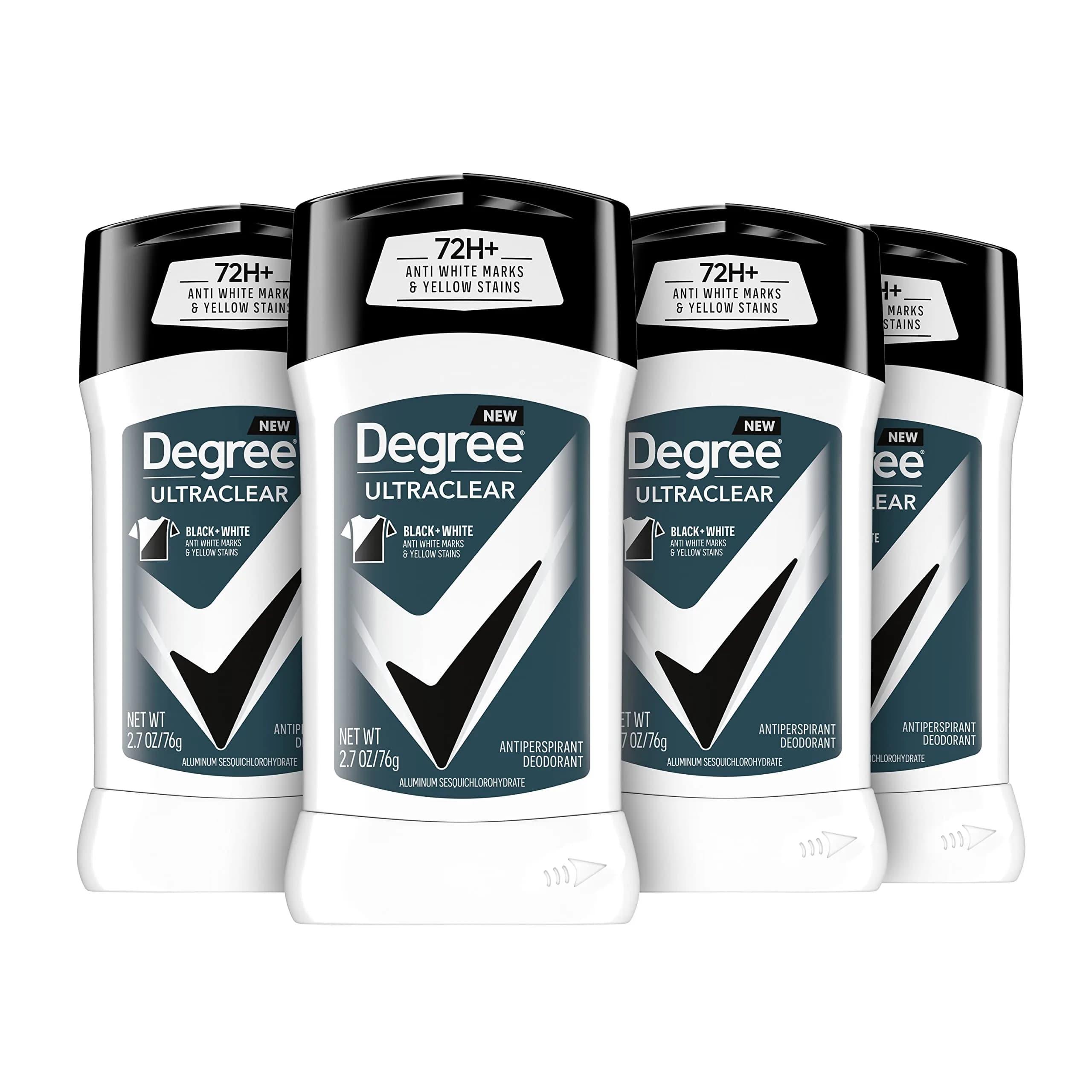 Degree Men UltraClear Black + White Antiperspirant Deodorant 4 Count 10.8 oz (2.7 oz Each) | 72-Hour Sweat & Odor Protection - main product image