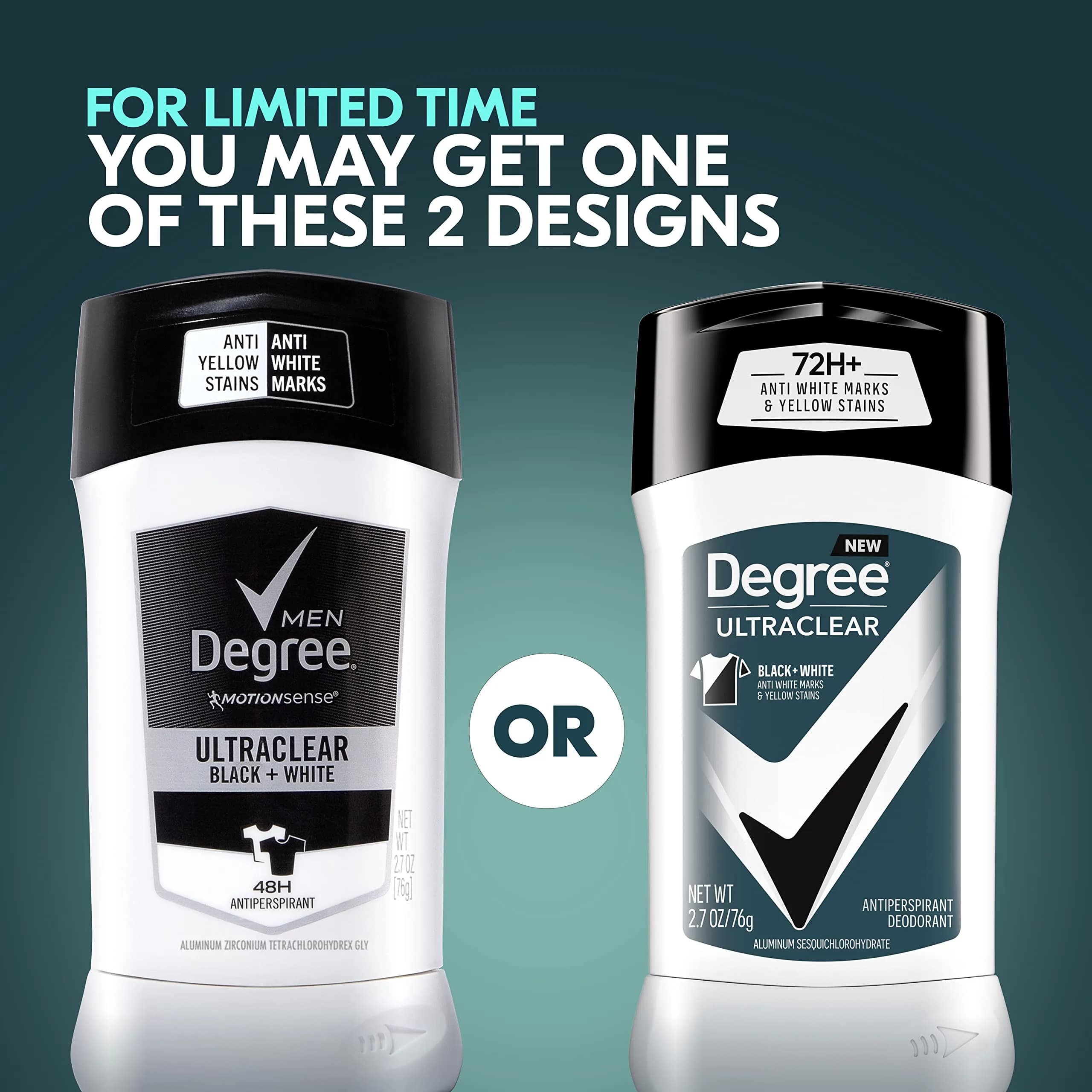 Degree Men UltraClear Black + White Antiperspirant Deodorant 4 Count 10.8 oz (2.7 oz Each) | 72-Hour Sweat & Odor Protection - view 2