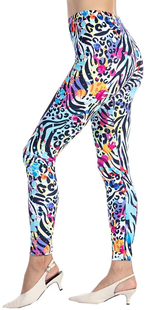 Ndoobiy Women’s Printed Leggings Full-Length Regular Size Workout Legging Pants Soft Capri M1-zebra64-1 | Animal Print — B Zebra