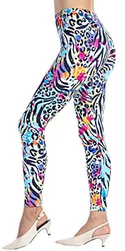 Ndoobiy Women’s Printed Leggings Full-Length Regular Size Workout Legging Pants Soft Capri M1-zebra64-1 | Animal Print thumbnail 1
