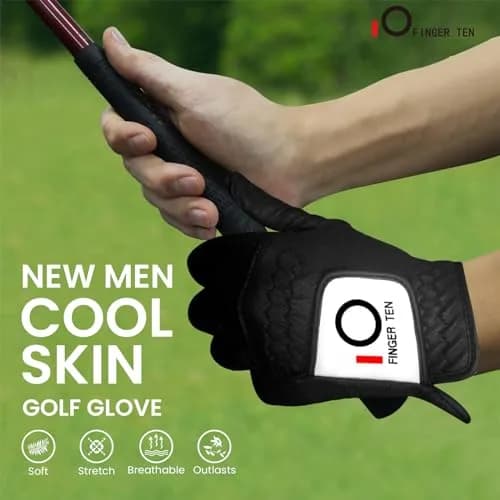 FINGER TEN All Weather Grip Golf Gloves Men 3 Pack (Black, Medium, Left) | Wet & Dry Performance thumbnail 7