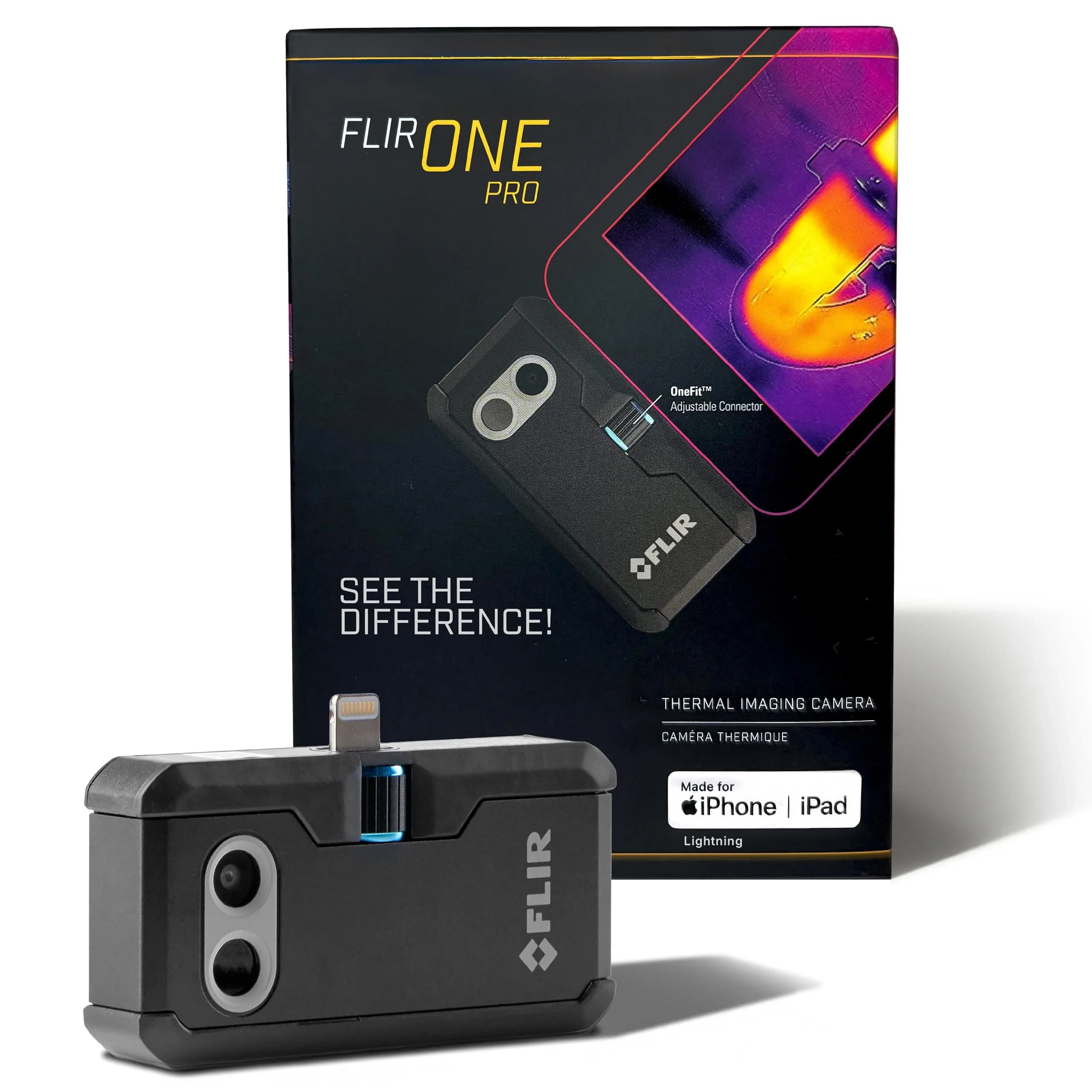 FLIR ONE Pro Thermal Imaging Camera for iPhone 14 and Older w/Lightning Port | 480x360 Super Resolution (160x120 Native IR) - main product image