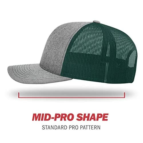 Richardson Unisex 112 Trucker Baseball Cap - Heather Grey/Dark Green, One Size - view 3