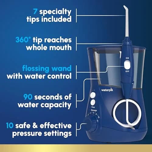 Waterpik Aquarius Countertop Water Flosser Blue 22 fl oz (650 ml) | ADA Accepted Oral Irrigator thumbnail 2