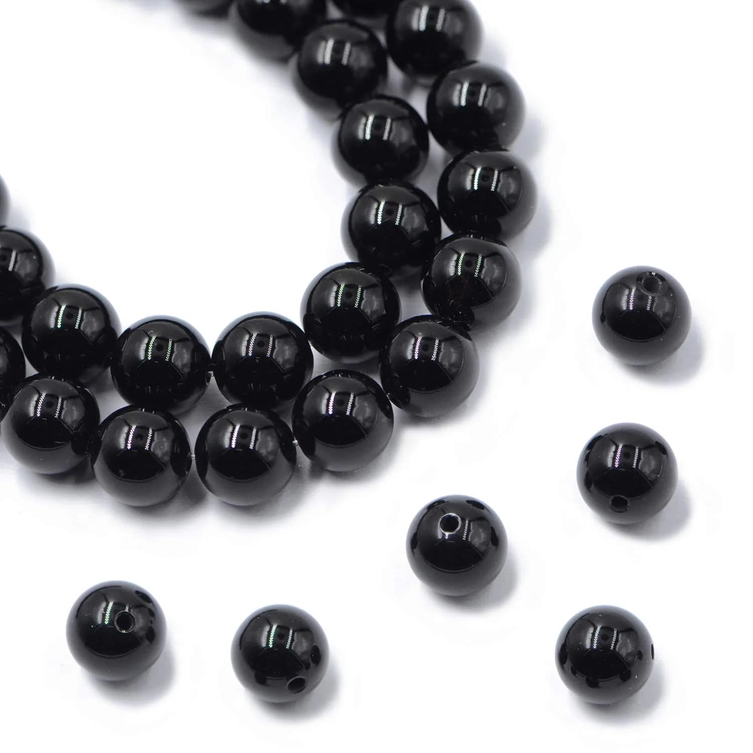 AD Beads Natural Gemstone Beads 4mm | Black Onyx Round Jewelry Craft Beads