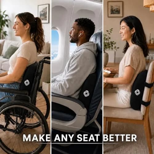 Samsonite Lumbar Support Pillow for Office Chair, Lower Back Support for Car, Back Pillow Desk Chair Cushion with Memory Foam, Improved Posture Backrest (Black Mesh) thumbnail 4