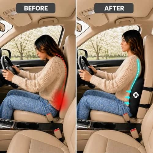 Samsonite Lumbar Support Pillow for Office Chair, Lower Back Support for Car, Back Pillow Desk Chair Cushion with Memory Foam, Improved Posture Backrest (Black Mesh) thumbnail 7