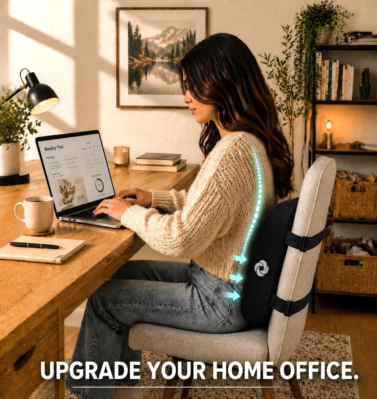 Samsonite Lumbar Support Pillow for Office Chair, Lower Back Support for Car, Back Pillow Desk Chair Cushion with Memory Foam, Improved Posture Backrest (Black Mesh) - view 8