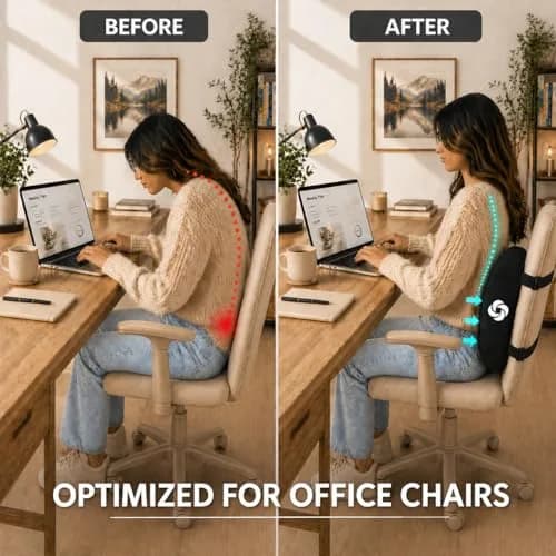 Samsonite Lumbar Support Pillow for Office Chair, Lower Back Support for Car, Back Pillow Desk Chair Cushion with Memory Foam, Improved Posture Backrest (Black Mesh) thumbnail 2